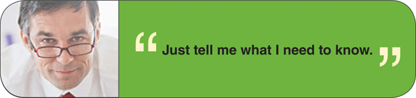 Just tell me what I need to know.