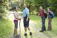 Family hiking on a trail