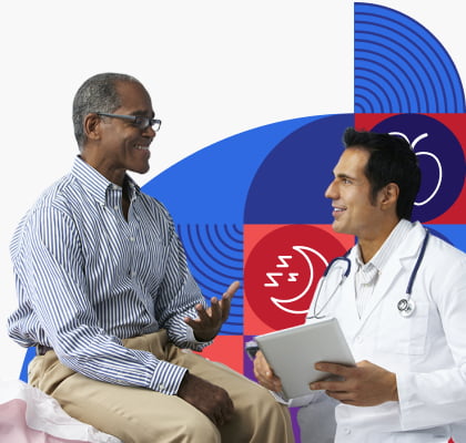 A man talking with a health care provider.