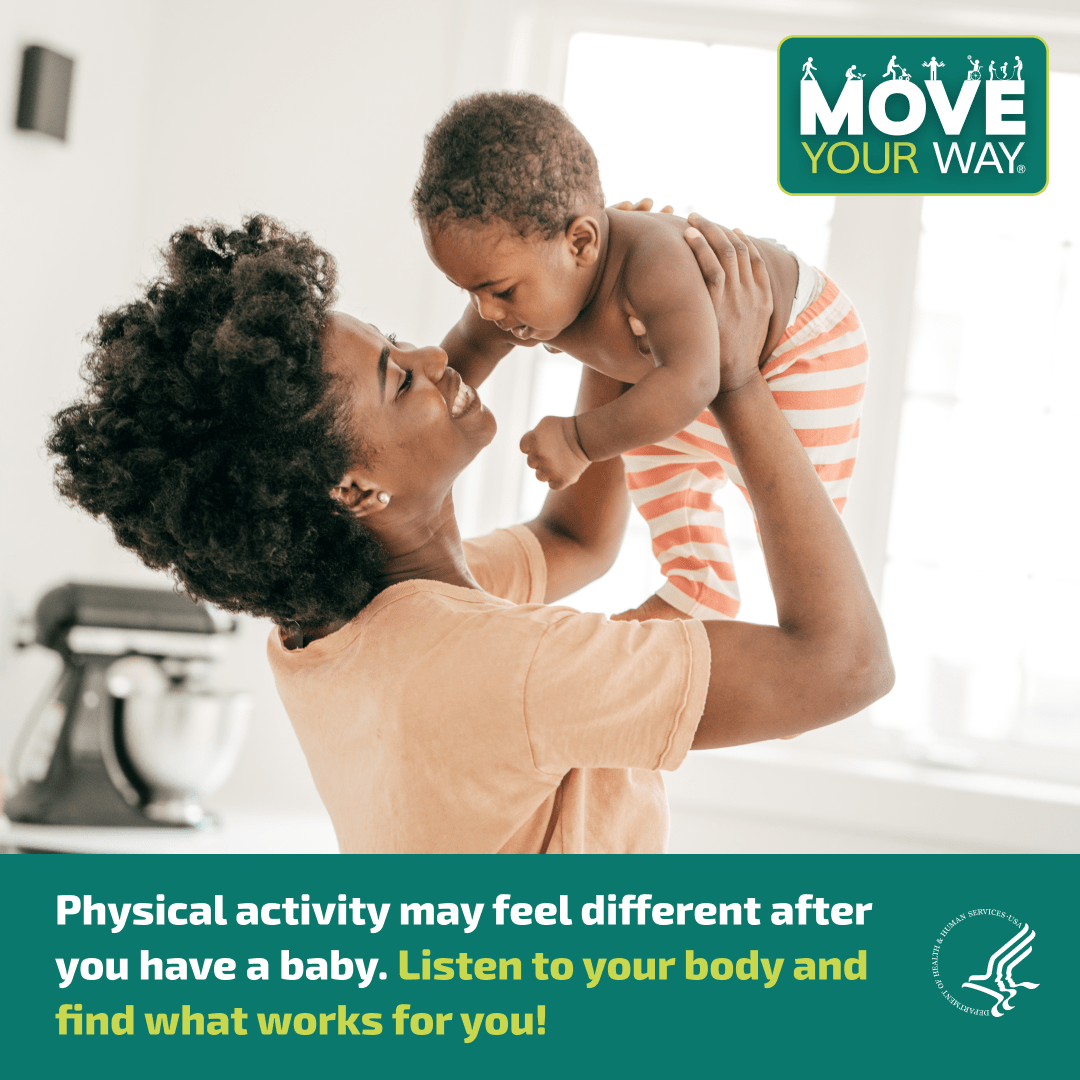 MYW graphic featuring a smiling mother holding her baby.