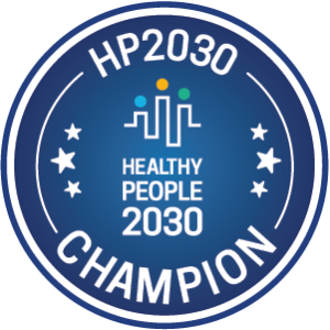 Official Healthy People 2030 Champions web badge.