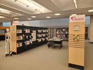 A set of bookcases at the the Akron-Summit County Public Library