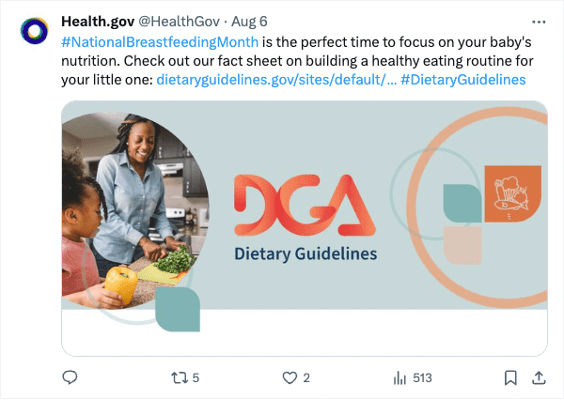 Screenshot of a social media post from Health.gov.