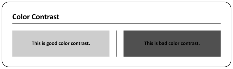 Examples of good and bad color contrast.