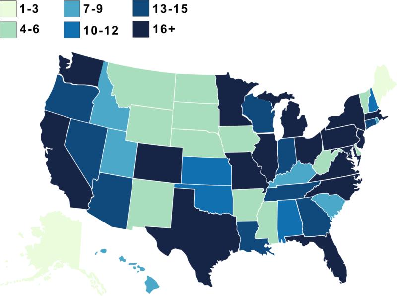 U.S. map showing states with NYSS Champions