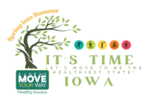 Iowa State University digital ad for the "Spring into Summer" campaign, which says "It's time, Iowa. Let's move to be the healthiest state!".