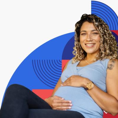 Pregnant woman smiling.