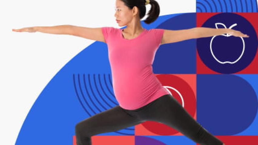 A pregnant woman exercising.